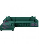 Калъф за ъглов и прав диван еластичен кадифе в зелено, сив и бежов 190-230см